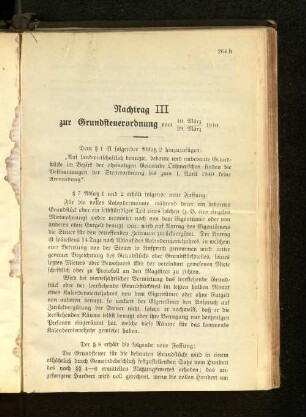 III zur Grundsteuerordnung vom 10. März/29. März 1910.