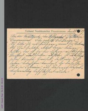 Antwortpostkarte von Julie Eichholz auf Rundschreiben von Helene Lange vom 25. November