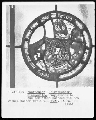Wappenscheibe mit Wappen Kaiser Karls V.