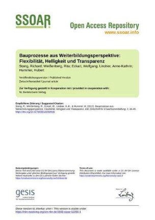Bauprozesse aus Weiterbildungsperspektive: Flexibilität, Helligkeit und Transparenz