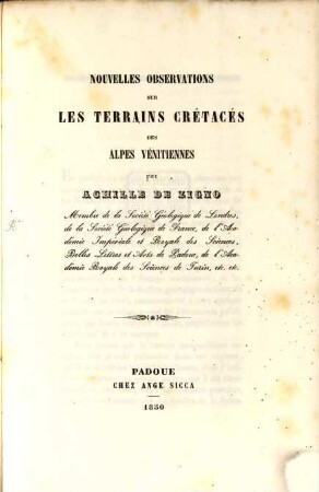 Nouvelles observations sur les terrains crétacés des Alpes vénitiennes