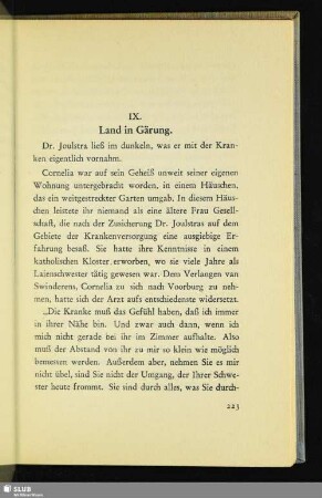 IX. Land in Gärung