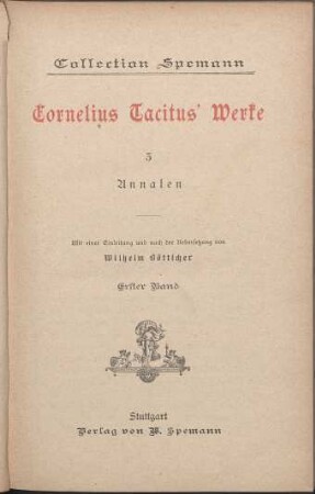 Cornelius Tacitus´ Werke. Teil 3: Annalen ; 1