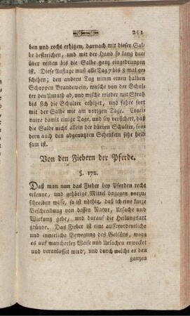 Von den Fiebern der Pferde.