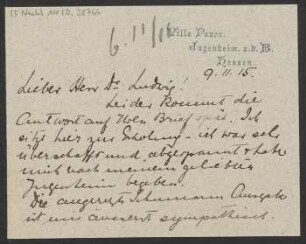 Brief an Ludwig Strecker an B. Schott's Söhne : 09.11.1915