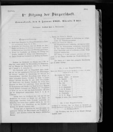 1te Sitzung der Bürgerschaft