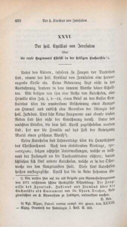 422-449 Der heil. Cyrillus von Jerusalem über die reale Gegenwart Christi in der heiligen Eucharistie