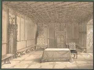 Heideloff, Carl Alexander von; Coburg; Veste - Fürstliche Rosenzimmer auf der Veste Coburg (Perspektive)