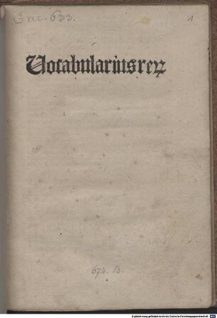 Vocabularius rerum : Mit Brief des Autors an seine Schüler