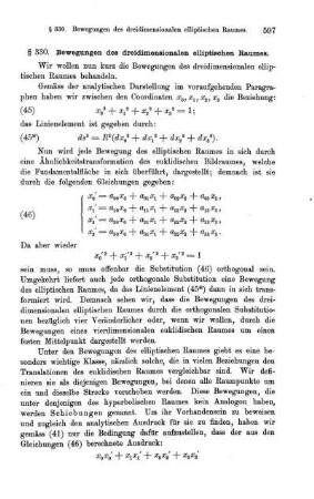 § 330. Bewegungen des dreidimensionalen elliptischen Raumes.