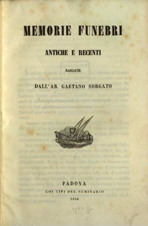 Memorie funebri antiche e recenti, 1