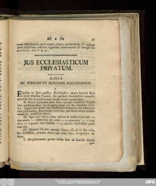 Ius Ecclesiasticum Privatum.
