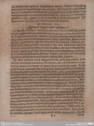 QUAESTIO IV. Quomodo Magnes trabit ferrum?