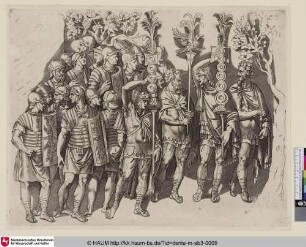 [Une légion Romaine; A Roman Legion; Römische Legion im Zuge nach rechts, drei Fahnenträger voraus]
