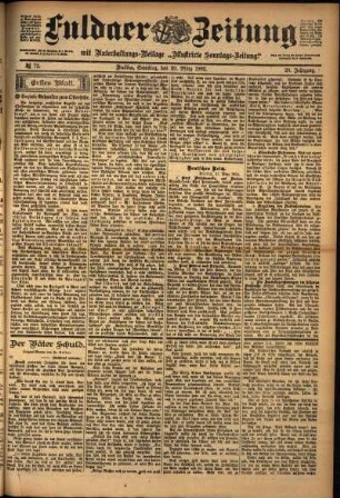 Erste Ausgabe vom Samstag, den 29. März 1902.