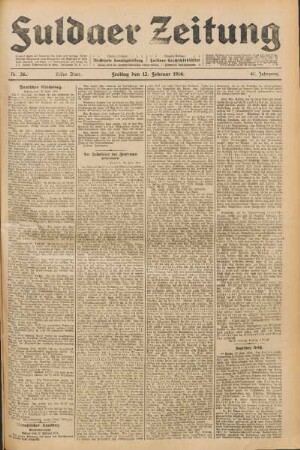 Ausgabe vom Freitag, den 13. Februar 1914.