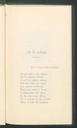 De la estirpe : (Fragmento)