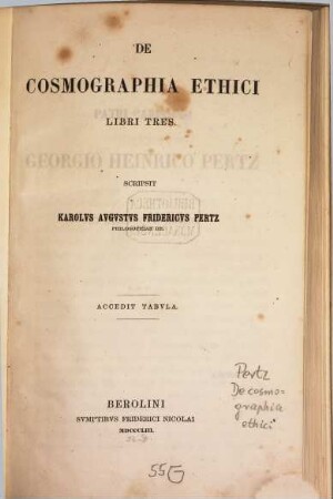 De cosmographia : Ethici libri tres. Accedit tabula