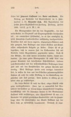 180-181 [Rezension] Hoch, Alexander, Lehre des Johannes Cassianus von Natur und Gnade