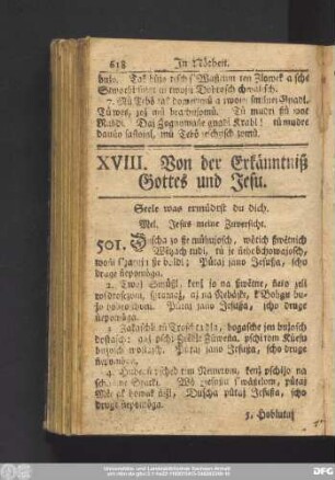 XVIII. Von der Erkänntniß Gottes und Jesu.