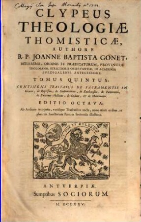 Clypeus theologiae Thomisticae, 5