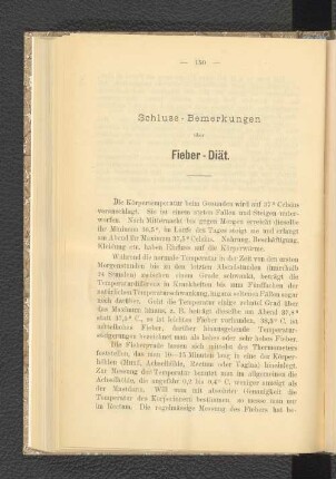 Schluss-Bemerkungen über Fieber-Diät.