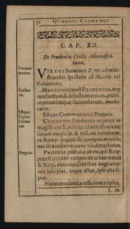 Cap. XII. De Prudentia Civilis Administrationis.