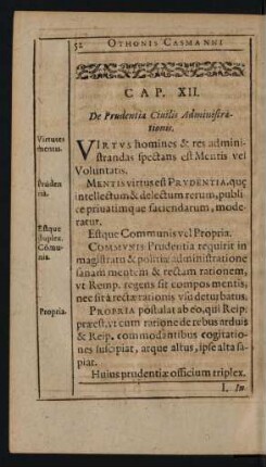 Cap. XII. De Prudentia Civilis Administrationis.