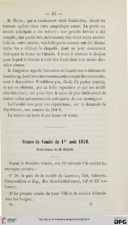 Séance du Comité du 1er août 1859