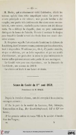 Séance du Comité du 1er août 1859