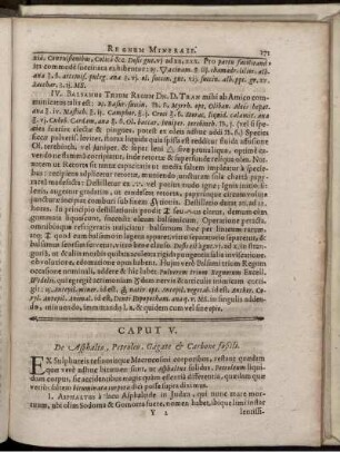 Caput V [IV]. De Asphalto, Petroleo, Gagate & Carbone foßili.
