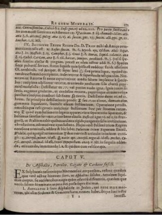 Caput V [IV]. De Asphalto, Petroleo, Gagate & Carbone foßili.