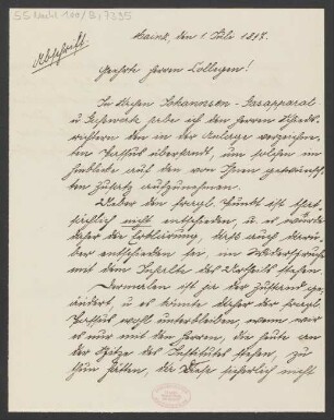 Brief an Jakob Josef Zuckmayer und Jakob Josef Zuckmayer : 01.07.1897