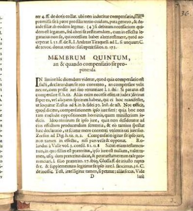 Membrum Quintum, an & quando compensatio sit proponenda.