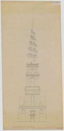 Glockenspielturm Aegidienkirche (nicht realisiert) – Variante 3: Gesamtansicht. Hannover, Aegidienkirchhof 1