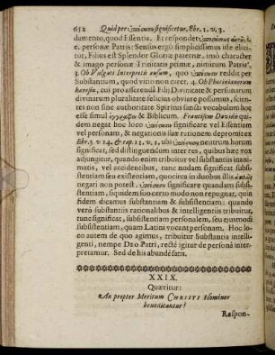 XXIX. Quæritur: An propter Meritum Christi Homines benedicantur?