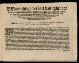 Waerachtigh verhael ...