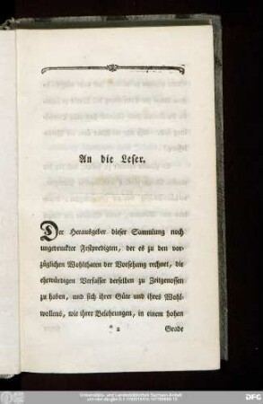 An die Leser.