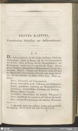 Erstes Kapitel. Verschiedene Schriften zur Salzwerkskunde