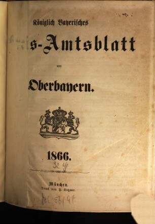Königlich-bayerisches Kreis-Amtsblatt von Oberbayern. 1866