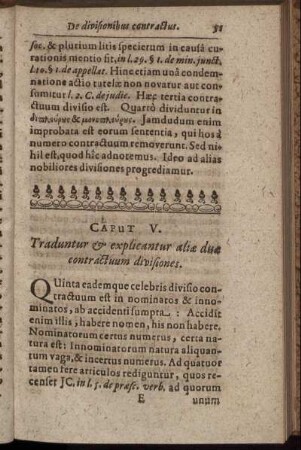 Caput V. Traduntur & explicantur aliæ duæ contractuum divisiones.