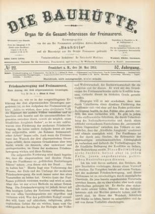 No. 22. Frankfurt a. M., den 30. Mai 1914. 57. Jahrgang.