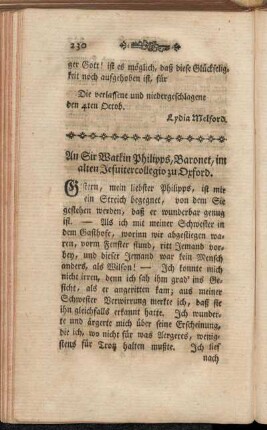 An Sir Watkin Philipps, Baronet, im alten Jesuitercollegio zu Oxford.