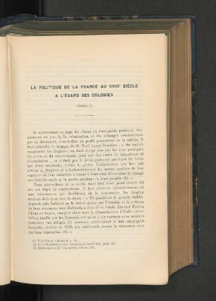 La politique de la france aux XVIII siecle a l'egard de colonies
