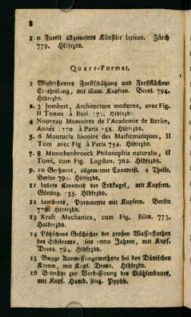 8-23, Quart - Format