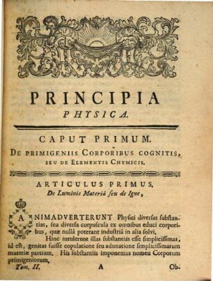 Principia Physico-Medica, Tomus Secundus