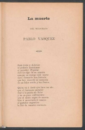 La muerte del malogrado Pablo Vázquez