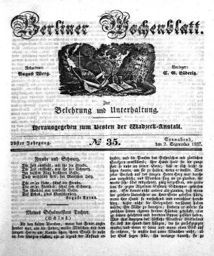 No. 35, Sonnabend, den 2. September 1837.