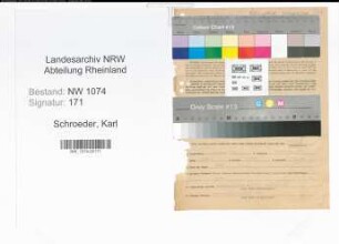 Entnazifizierung Karl Schroeder , geb. 11.03.1899 (Angestellter)