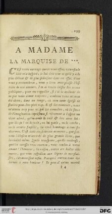 A Madame la Marquise de ***